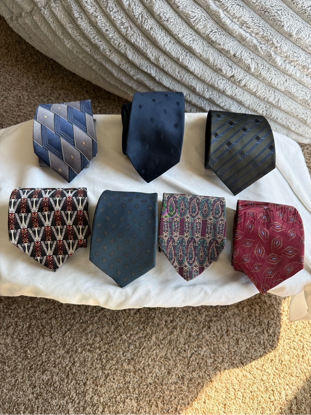 Vintage Silk Tie Lot - Navy, Black, Olive, Burgundy, Multicolor Paisley Patterns